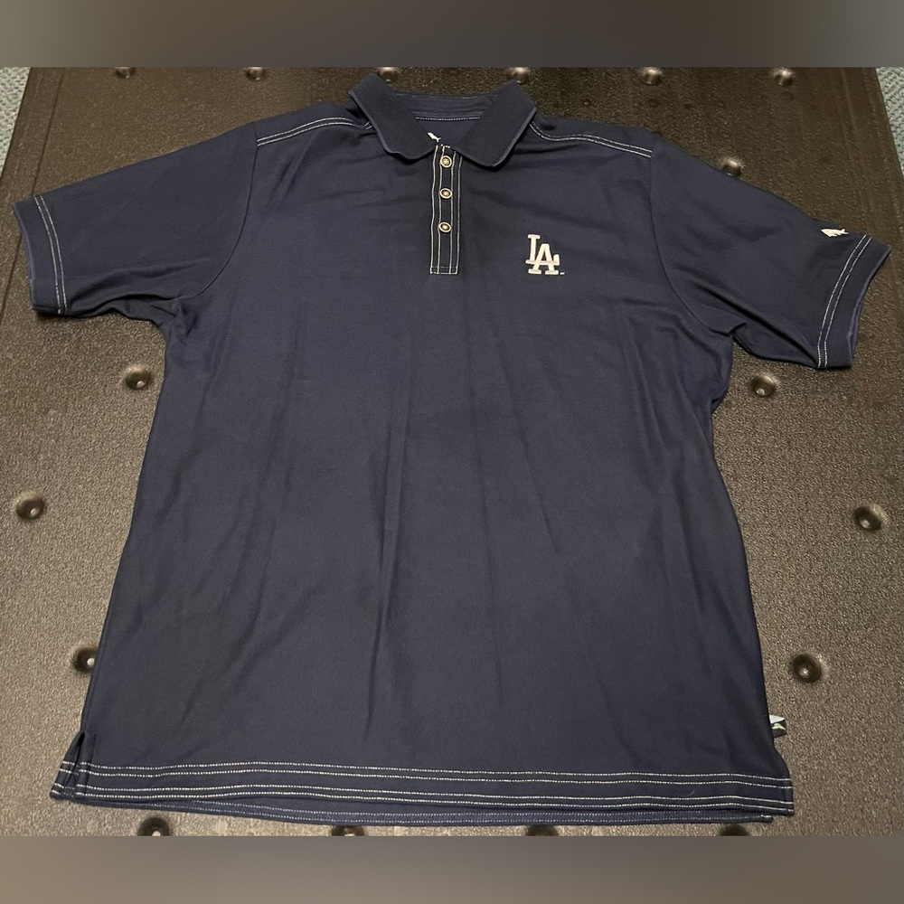 Tommy Bahama Baseball Shirt Mens Polo Navy Blue LA  Los Angeles Dodger SZ Medium